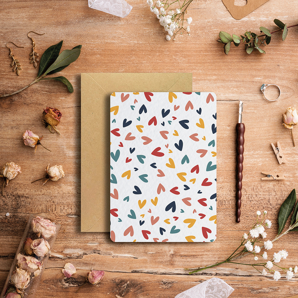 Maison Joliette - Mini hearts - Postcard: With kraft envelope