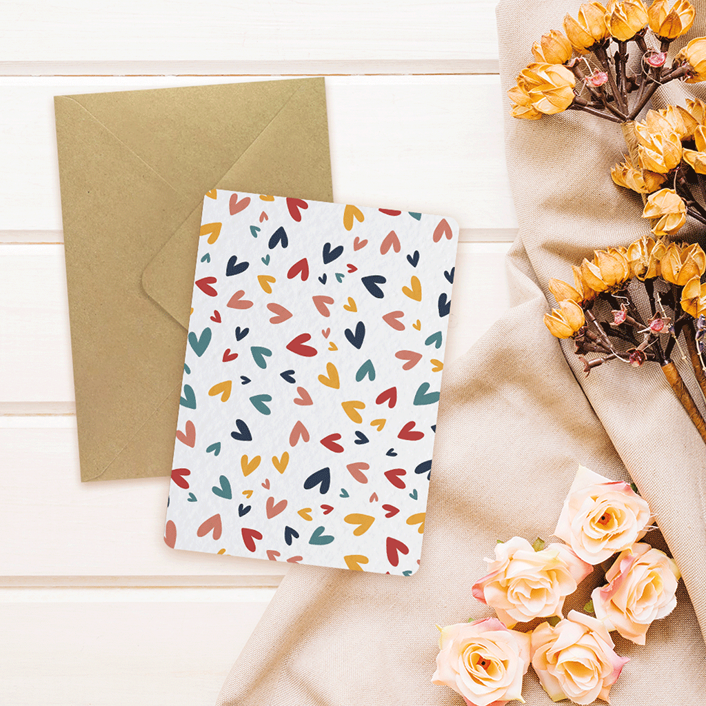 Maison Joliette - Mini hearts - Postcard: With kraft envelope